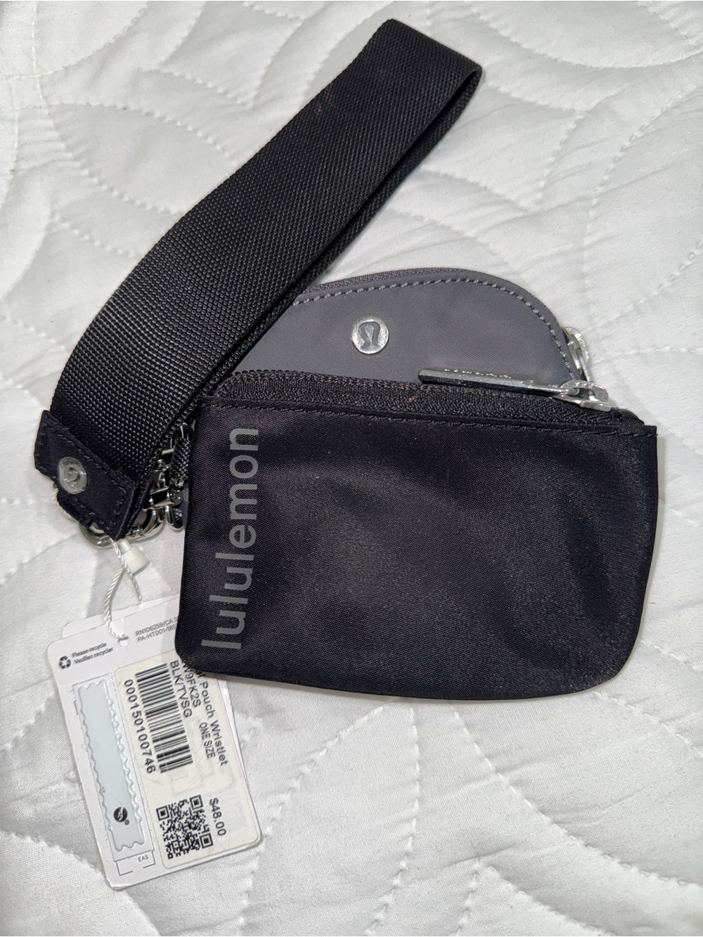lululemon athletica Black and Gray Wristlet Key Pouch